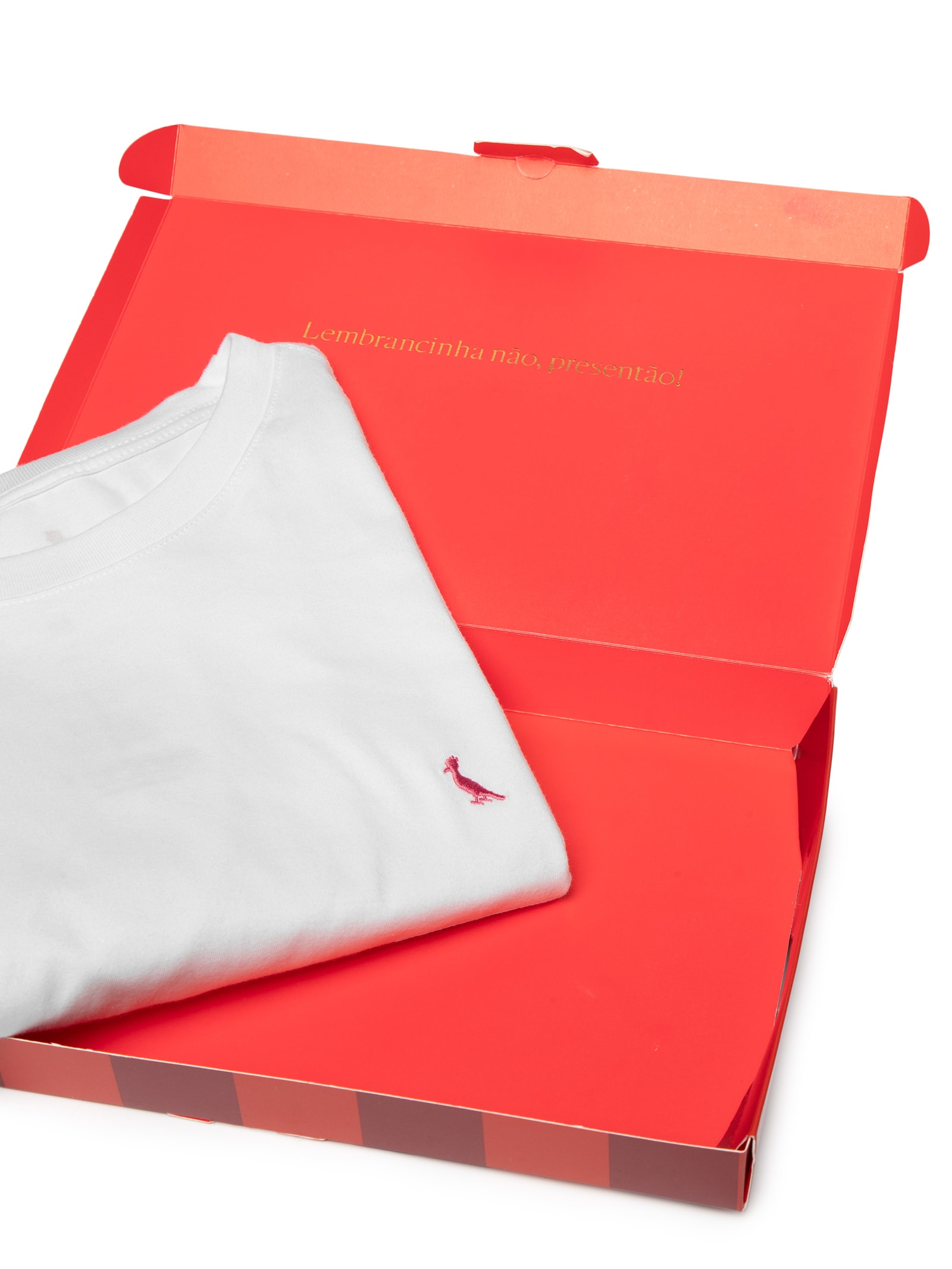 Camiseta Masculina Bordado Pica Pau Com Caixa Presenteável – Branco Reserva