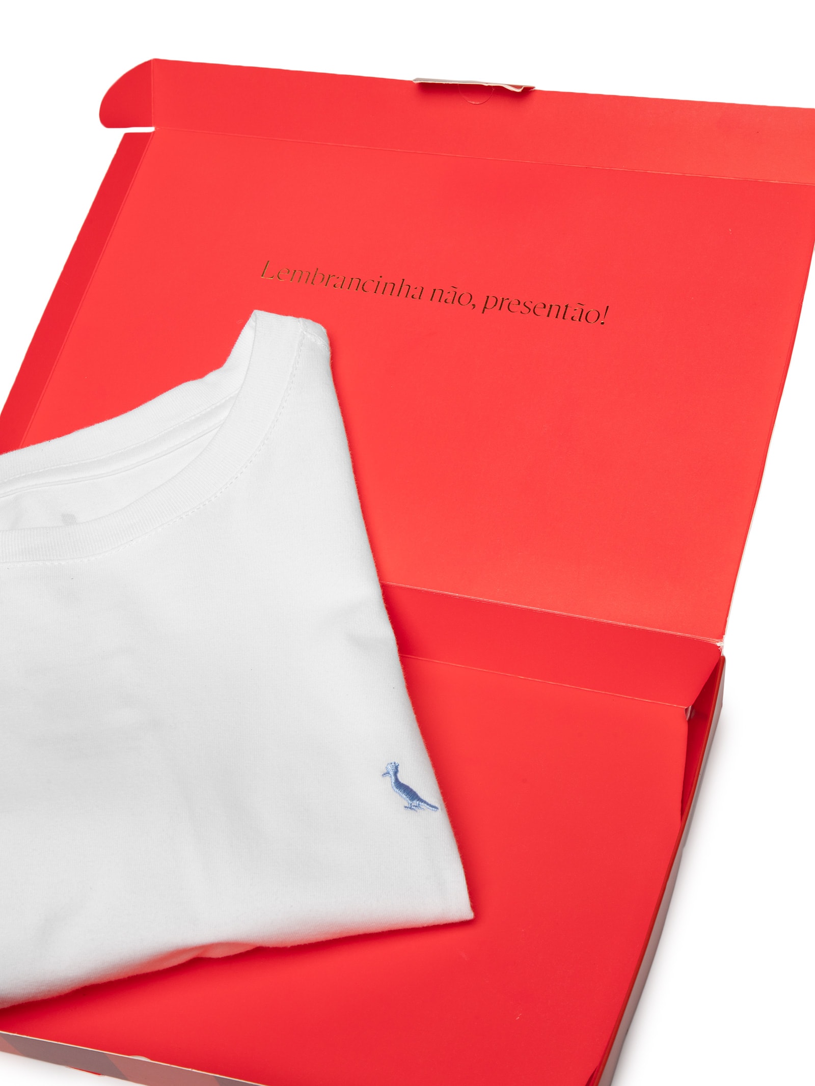 Camiseta Masculina Bordado Pica Pau Com Caixa Presenteável – Branco Reserva