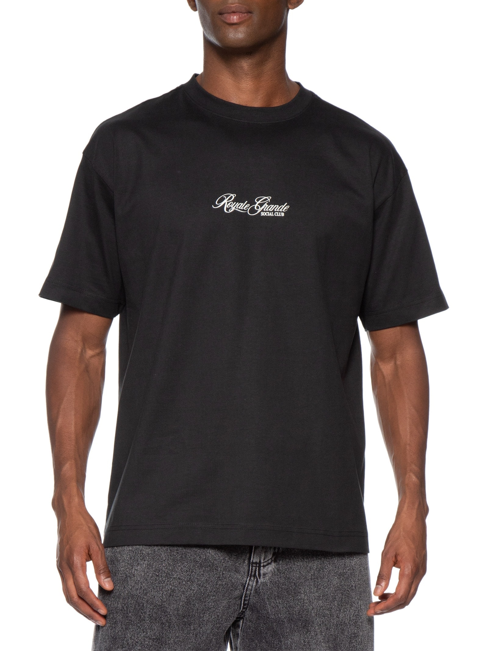 Camiseta Masculina Box Fit Text Preto Cotton On
