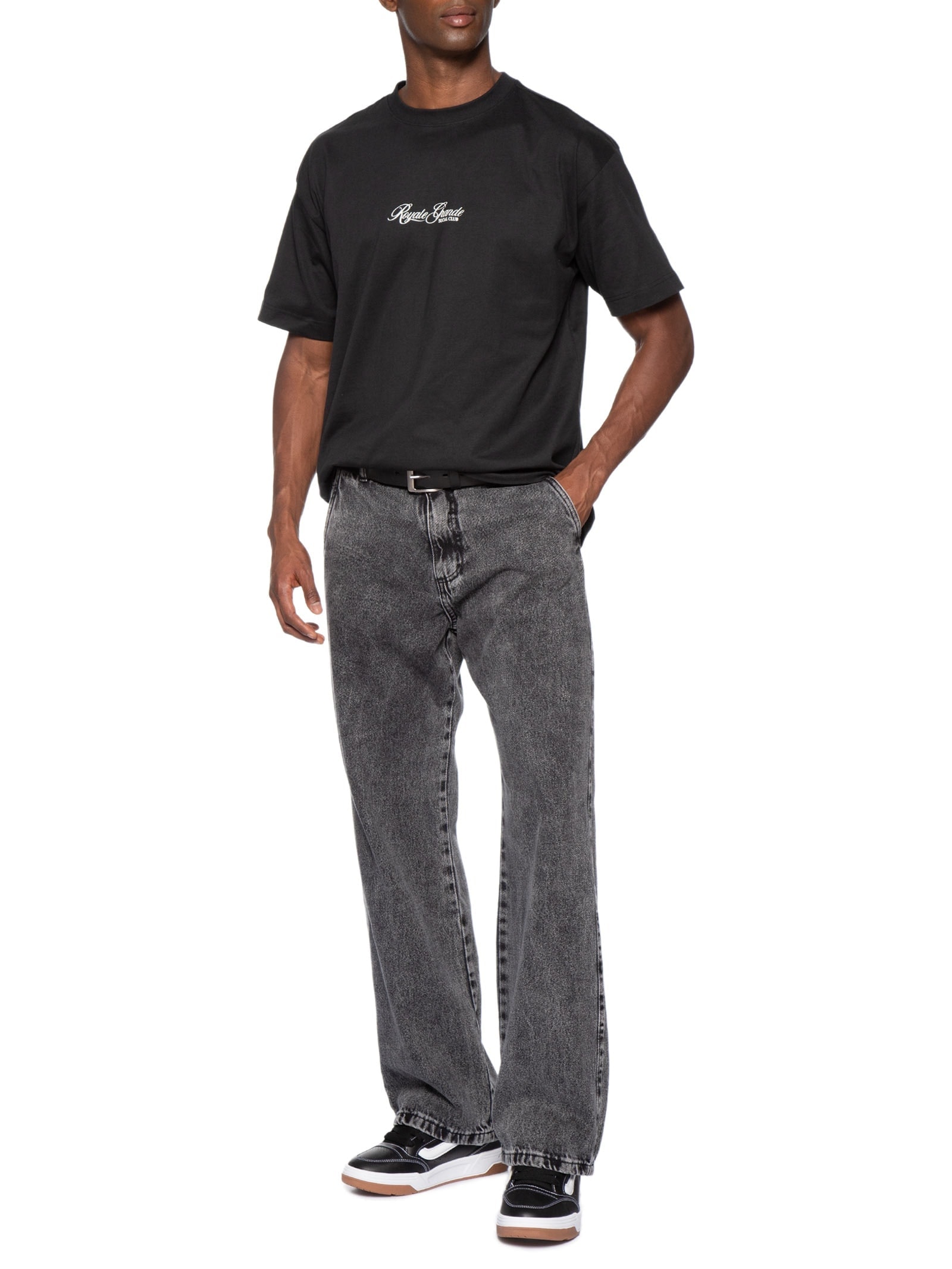 Camiseta Masculina Box Fit Text Preto Cotton On