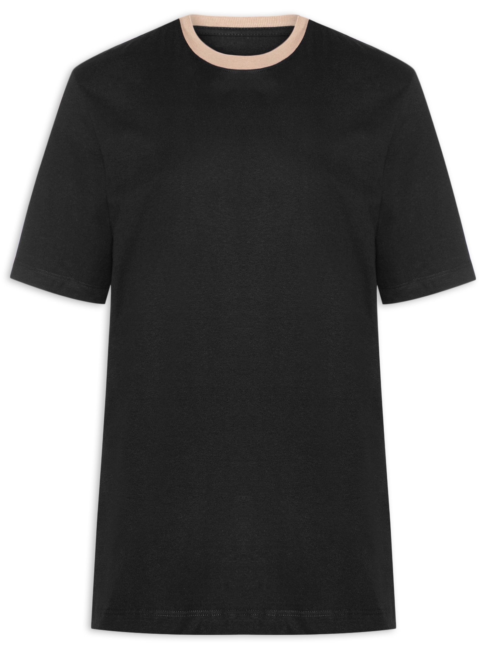 Camiseta Masculina Boxy Gola Contrastante Preto Calvin Klein Jeans