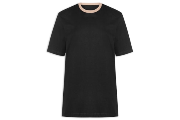Camiseta Masculina Boxy Gola Contrastante – Preto