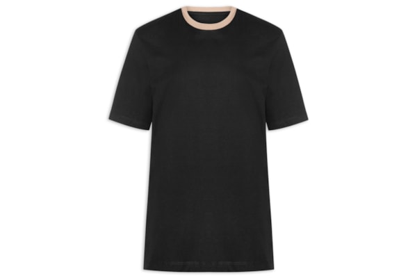 Camiseta Masculina Boxy Gola Contrastante – Preto