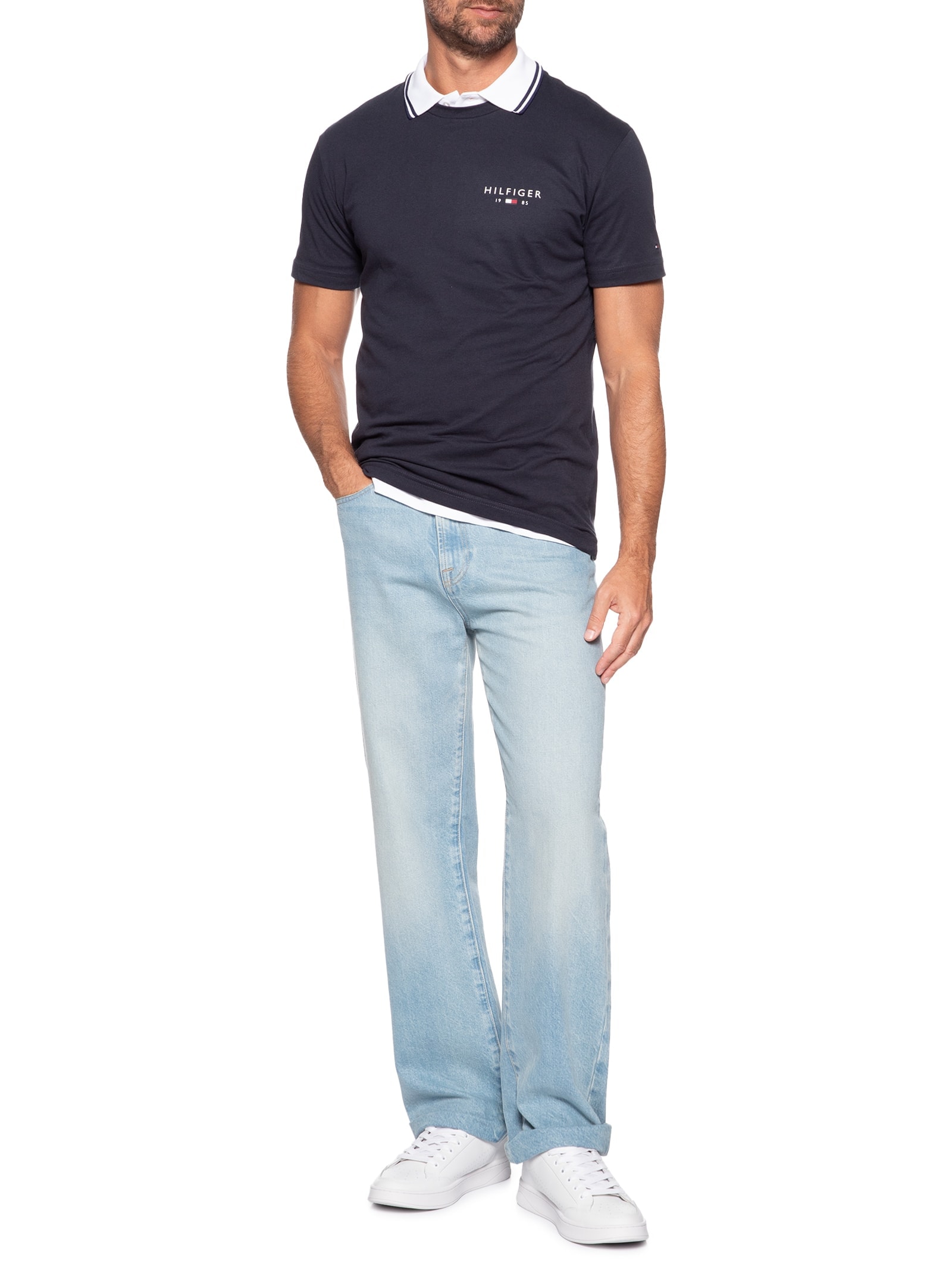 Camiseta Masculina Brand Love Small Azul Tommy Hilfiger