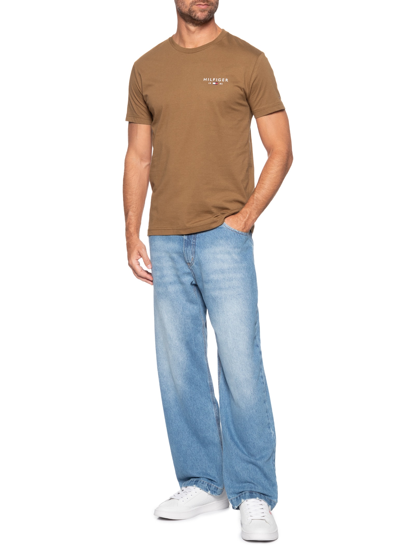 Camiseta Masculina Brand Love Small Hilfiger Marrom Tommy Hilfiger