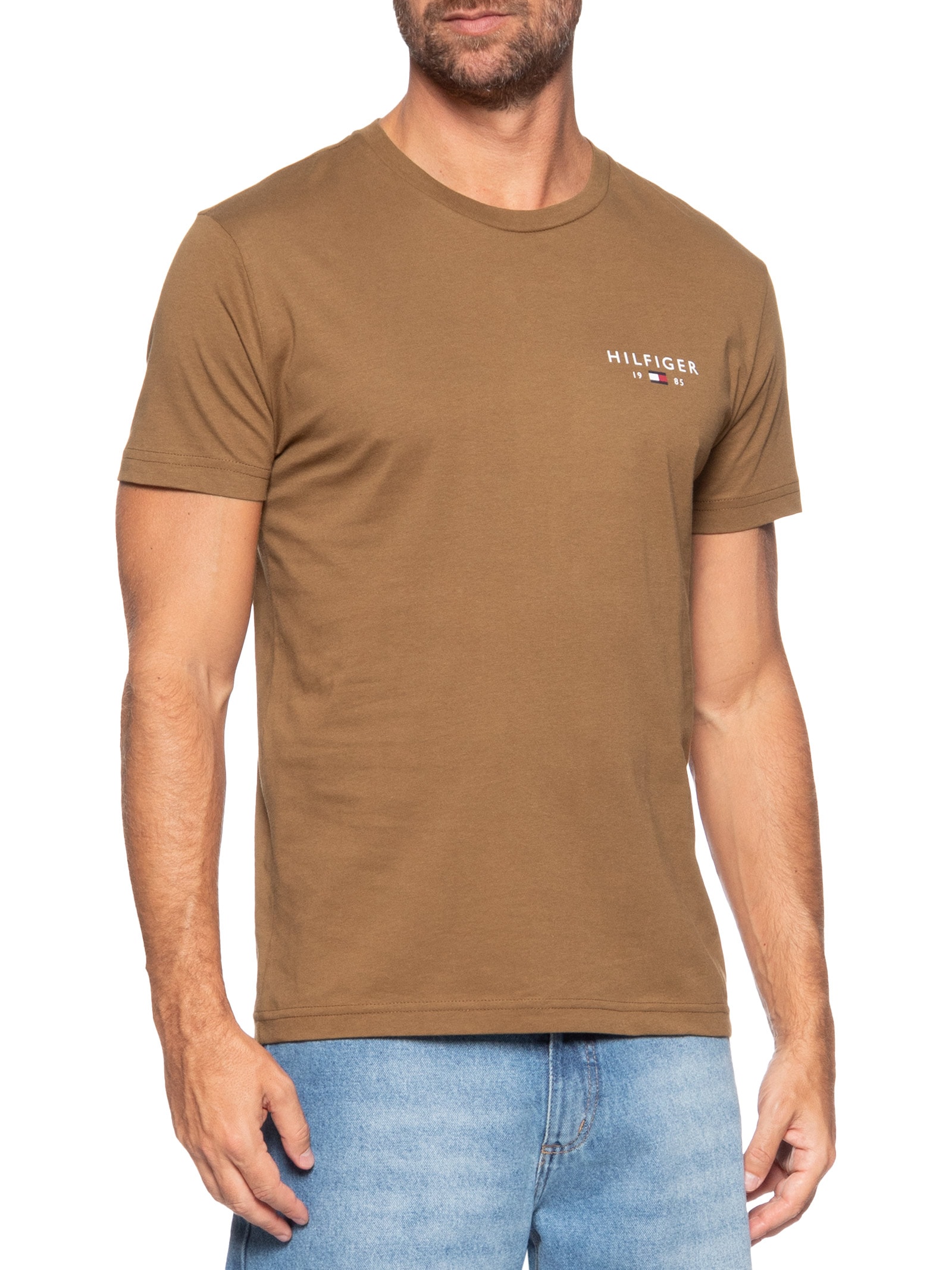 Camiseta Masculina Brand Love Small Hilfiger Marrom Tommy Hilfiger