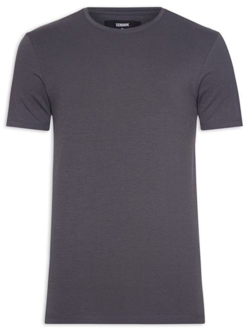 Camiseta Masculina Canelada Slim Fit Gola Careca – Cinza