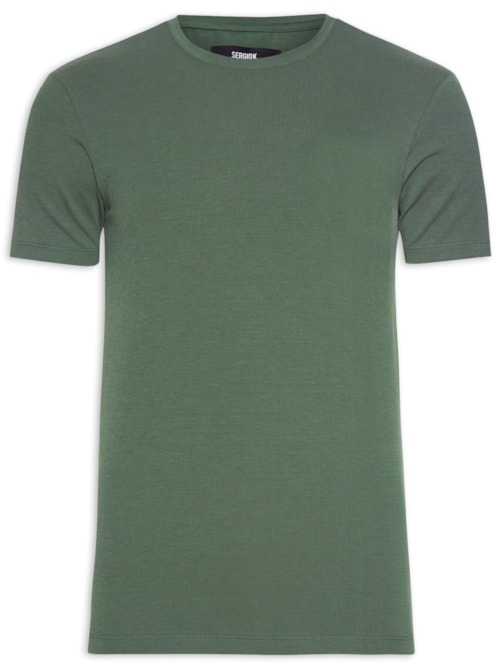 Camiseta Masculina Canelada Slim Fit Gola Careca – Verde