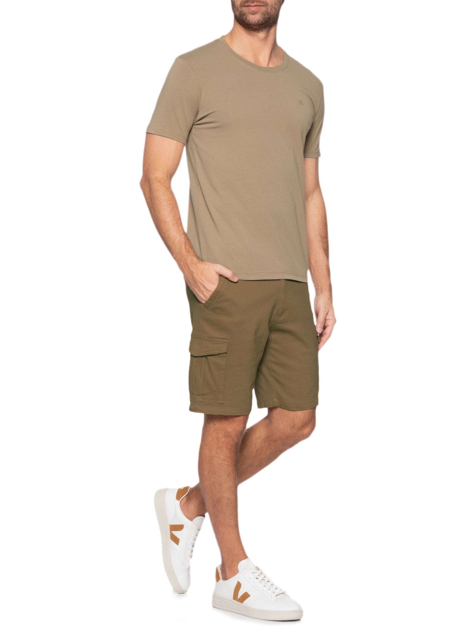 Camiseta Masculina Careca Stretch Bege Jab