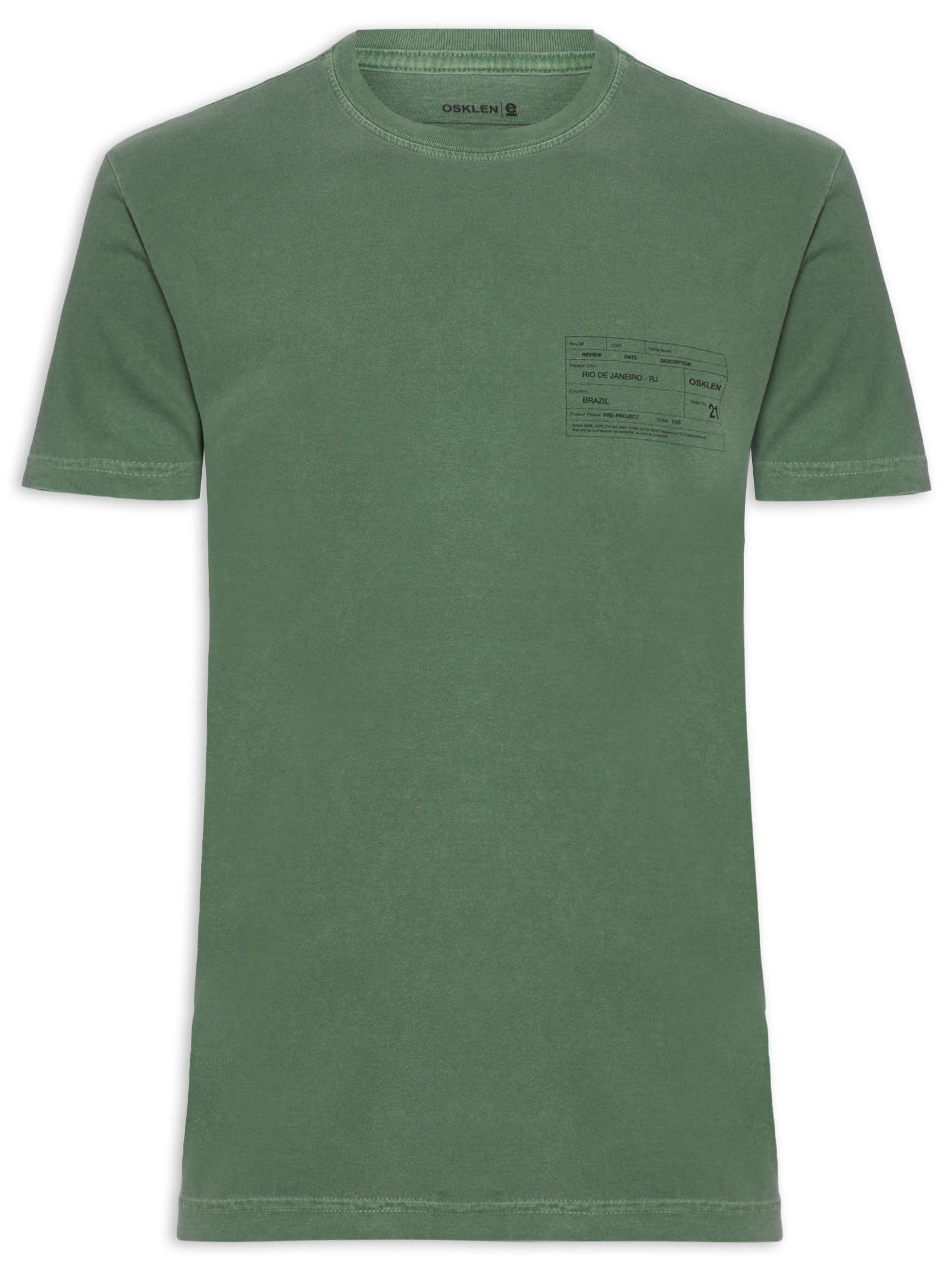Camiseta Masculina Carimbo Manga Curta Verde Osklen