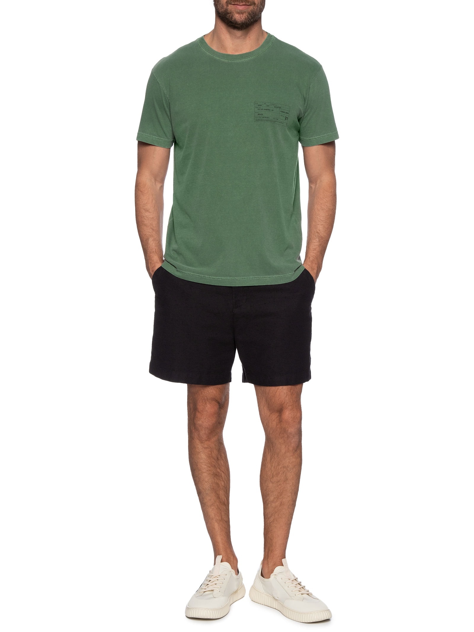 Camiseta Masculina Carimbo Manga Curta Verde Osklen