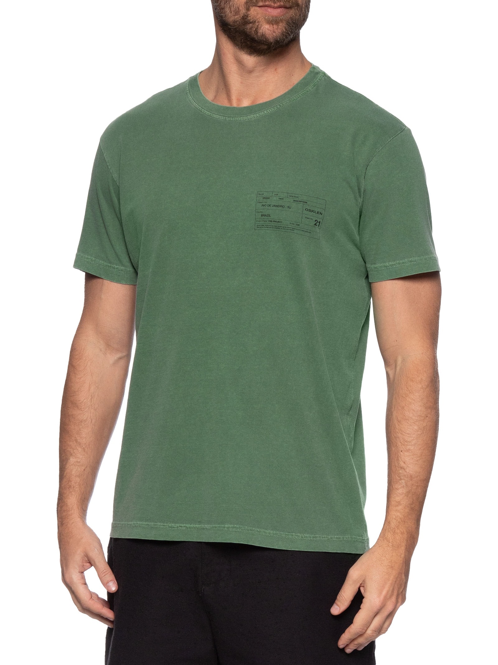 Camiseta Masculina Carimbo Manga Curta Verde Osklen