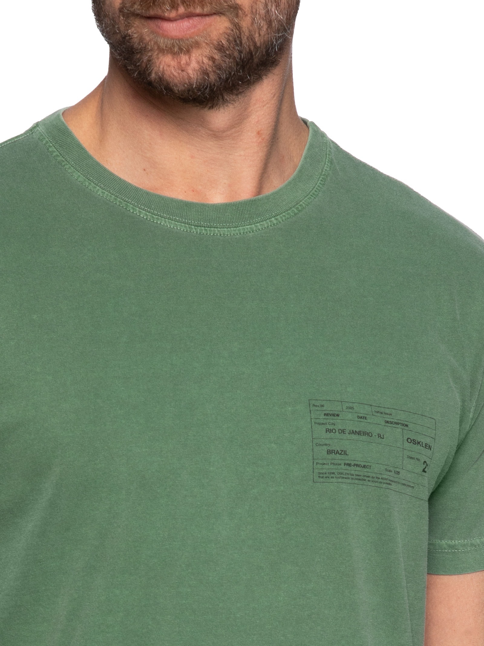 Camiseta Masculina Carimbo Manga Curta Verde Osklen