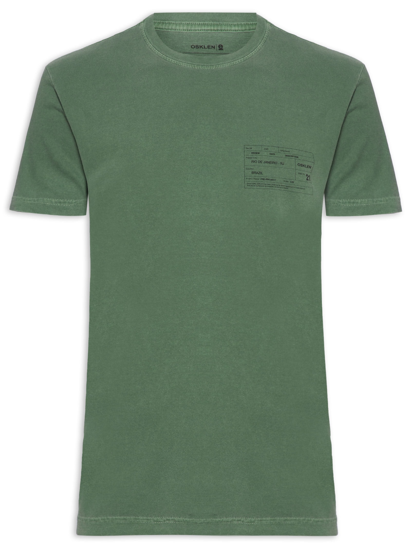 Camiseta Masculina Carimbo Manga Curta Verde Osklen