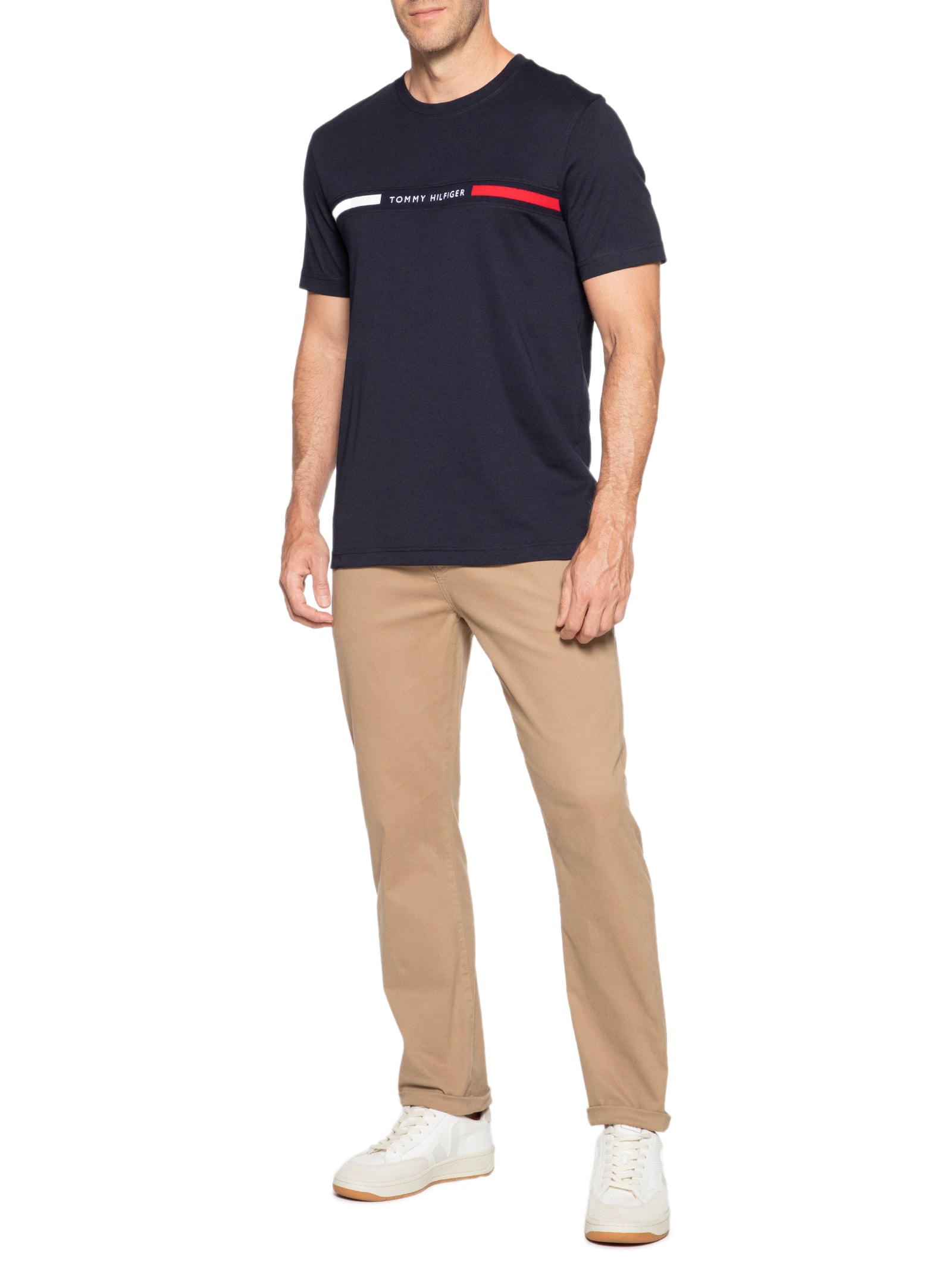 Tommy Hilfiger - Camiseta Masculina Chest Insert Tee - Azul