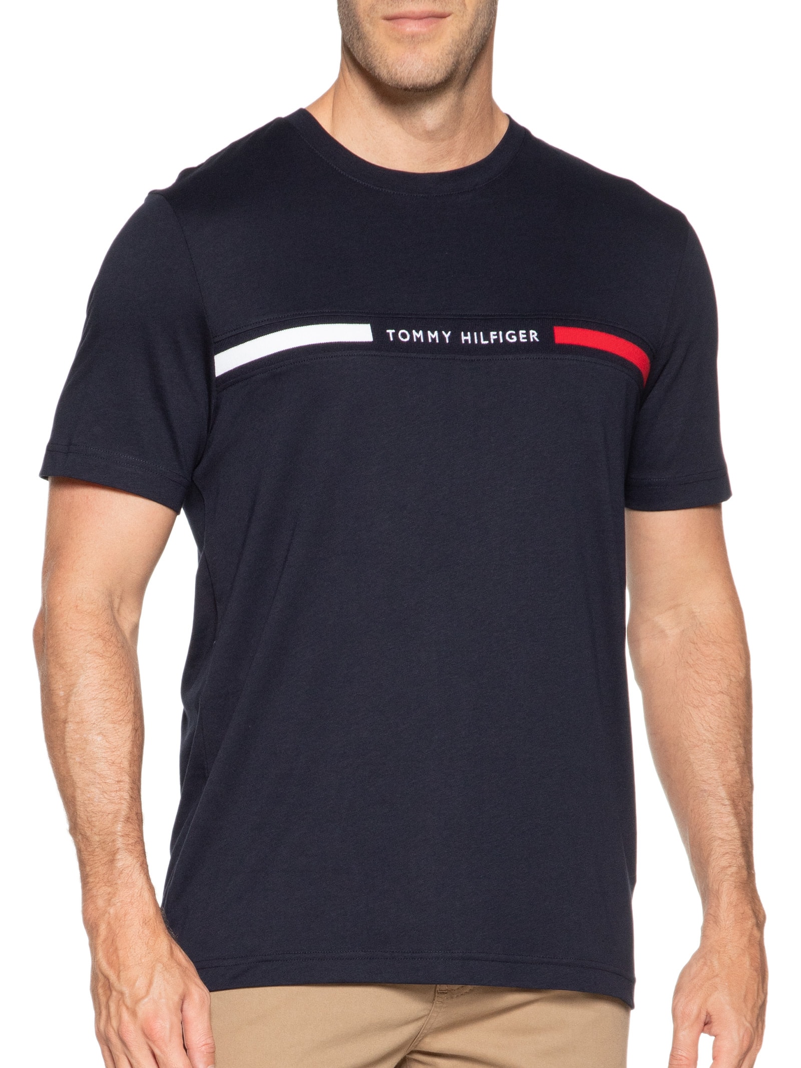 Tommy Hilfiger - Camiseta Masculina Chest Insert Tee - Azul