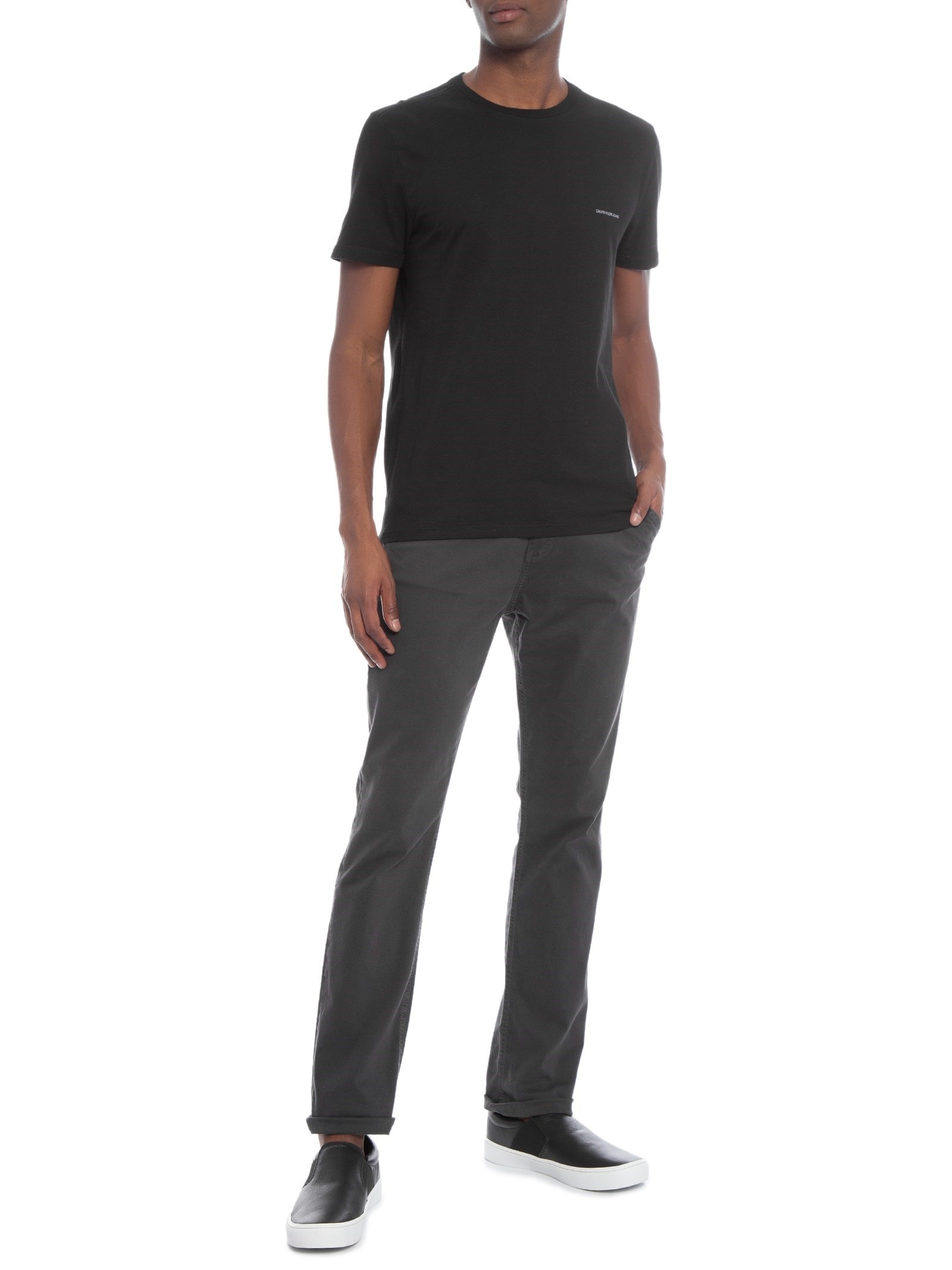 Calvin Klein Jeans - Camiseta Masculina Cjk Logo Básico Peito - Preto