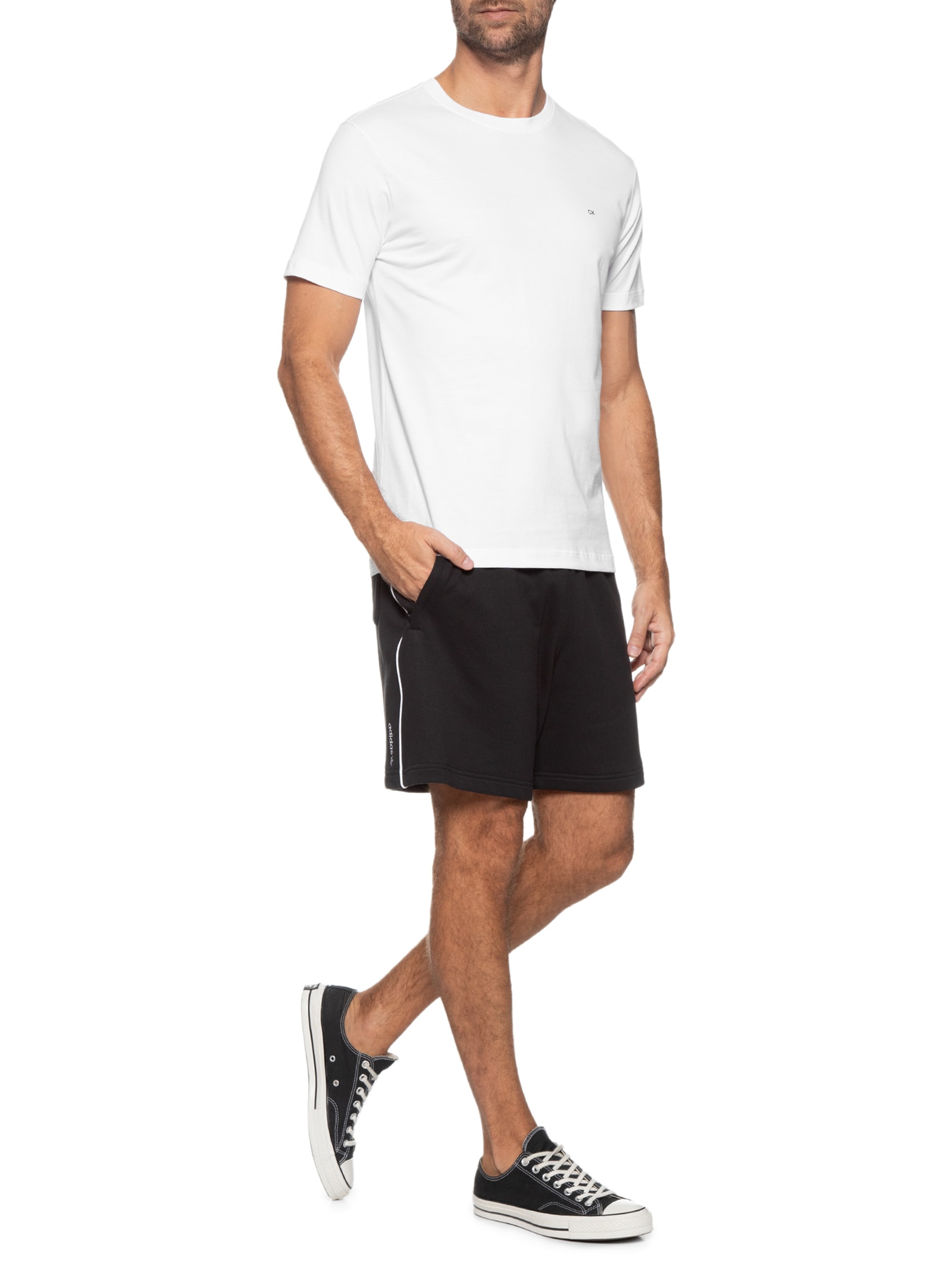 Camiseta Masculina Ck Meia Malha Branco Calvin Klein - White Label