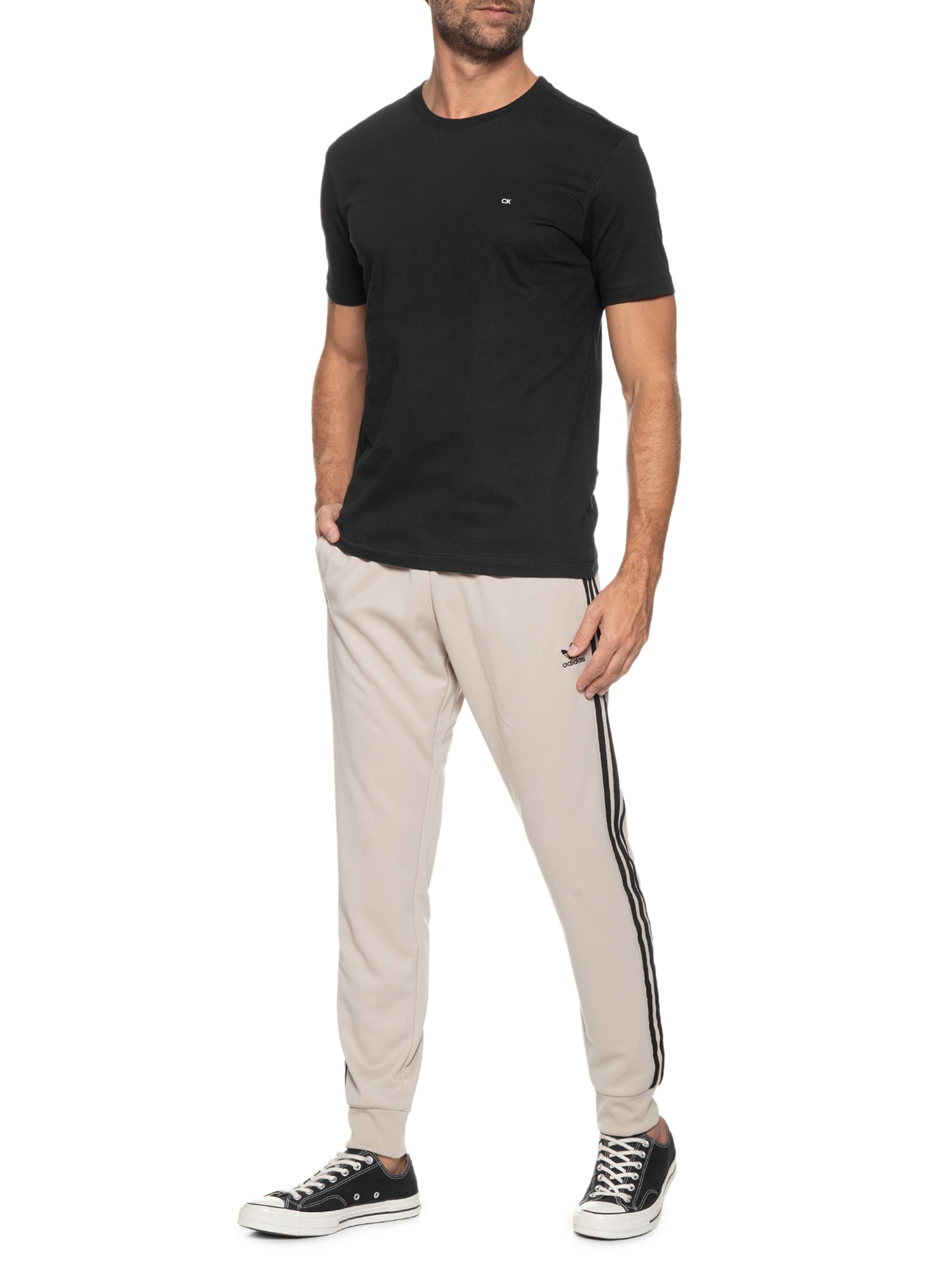 Camiseta Masculina Ck Meia Malha Preto Calvin Klein - White Label