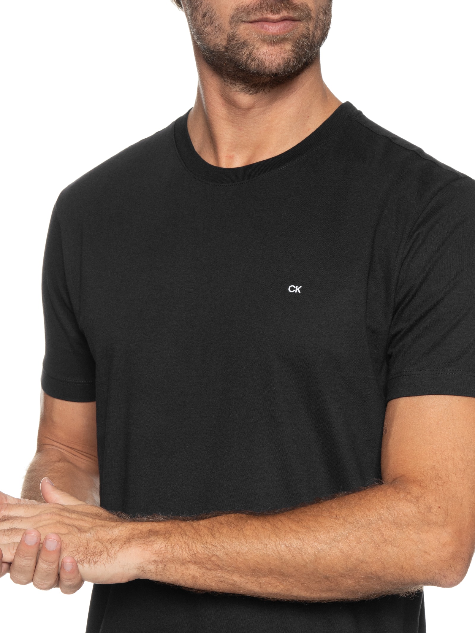 Camiseta Masculina Ck Meia Malha Preto Calvin Klein - White Label
