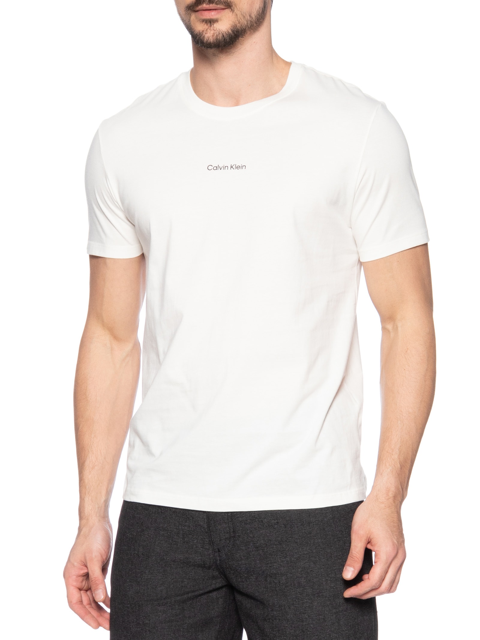 Camiseta Masculina Ck Nano Logo Branco  Calvin Klein - White Label