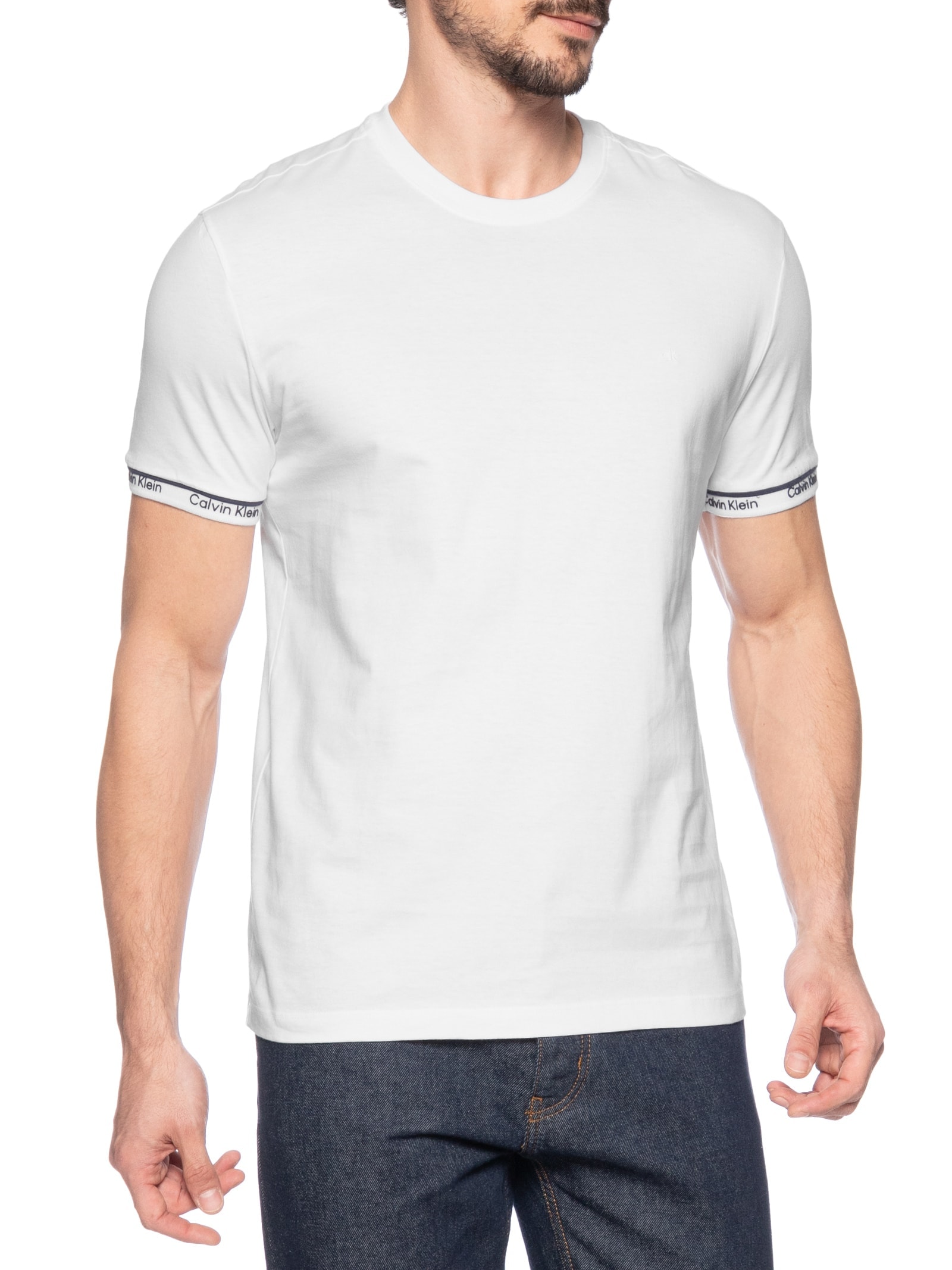 Camiseta Masculina Ck Punho Logo Branco  Calvin Klein - White Label