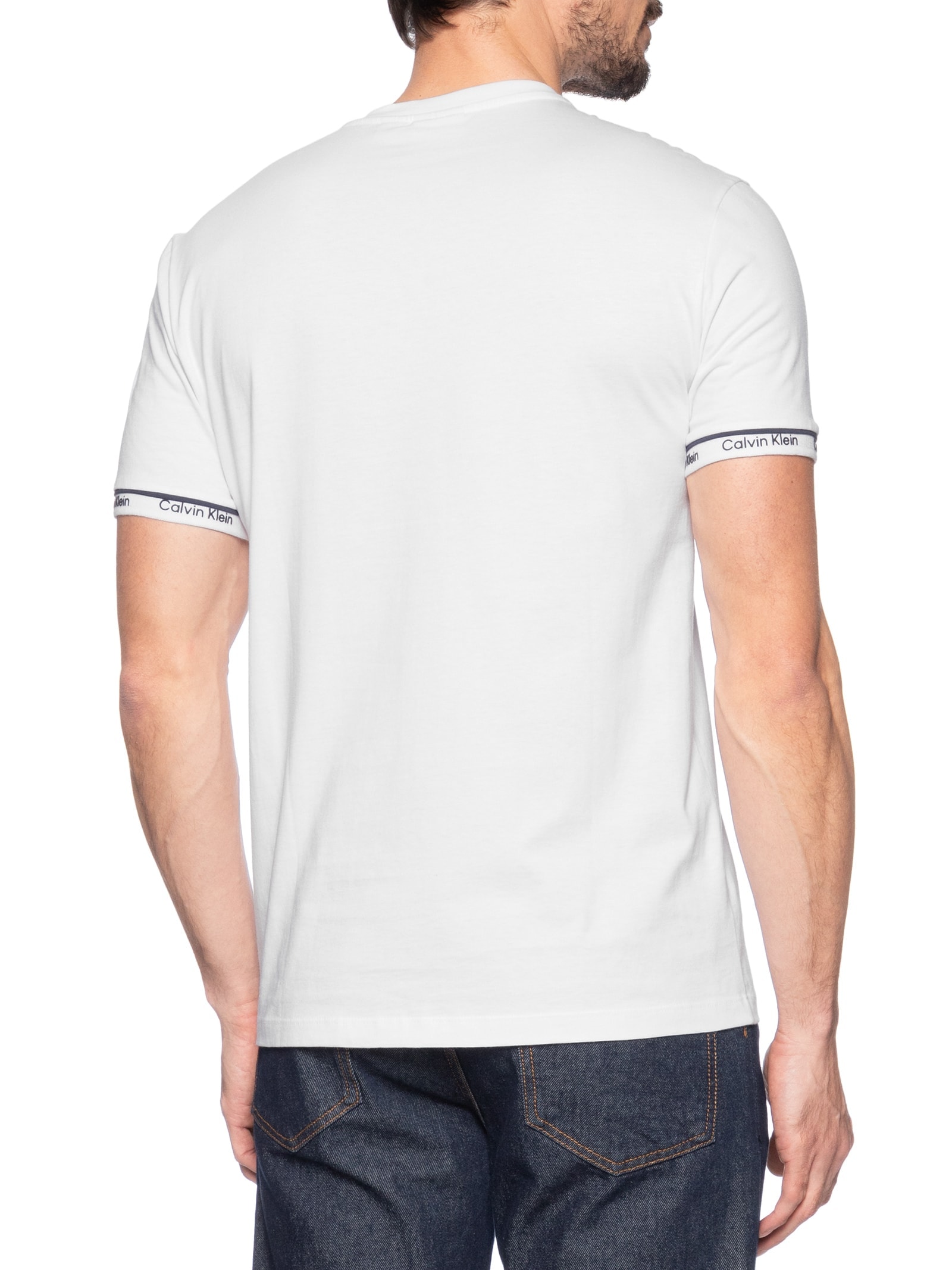 Camiseta Masculina Ck Punho Logo Branco  Calvin Klein - White Label