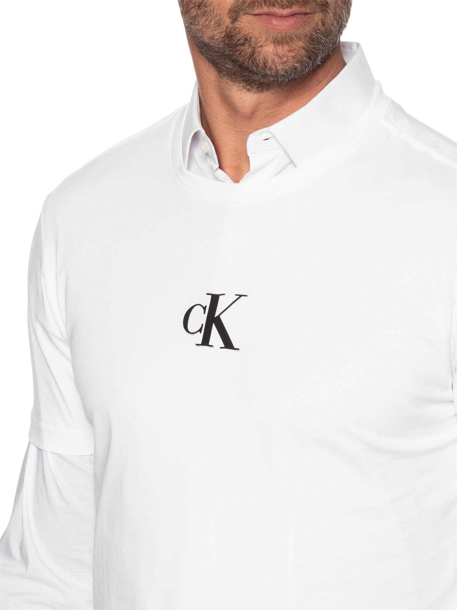 Camiseta Masculina CK Rubber Patch – Branco Calvin Klein Jeans