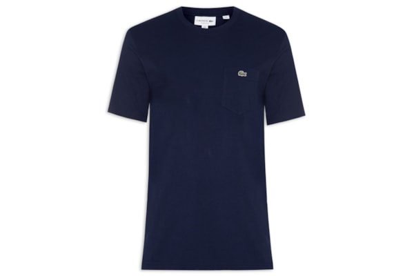 Camiseta Masculina Classic Fit Com Bolso No Peito Em Algodão Orgânico - Azul 