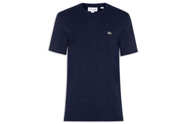 Camiseta Masculina Classic Fit Com Bolso No Peito Em Algodão Orgânico - Azul 