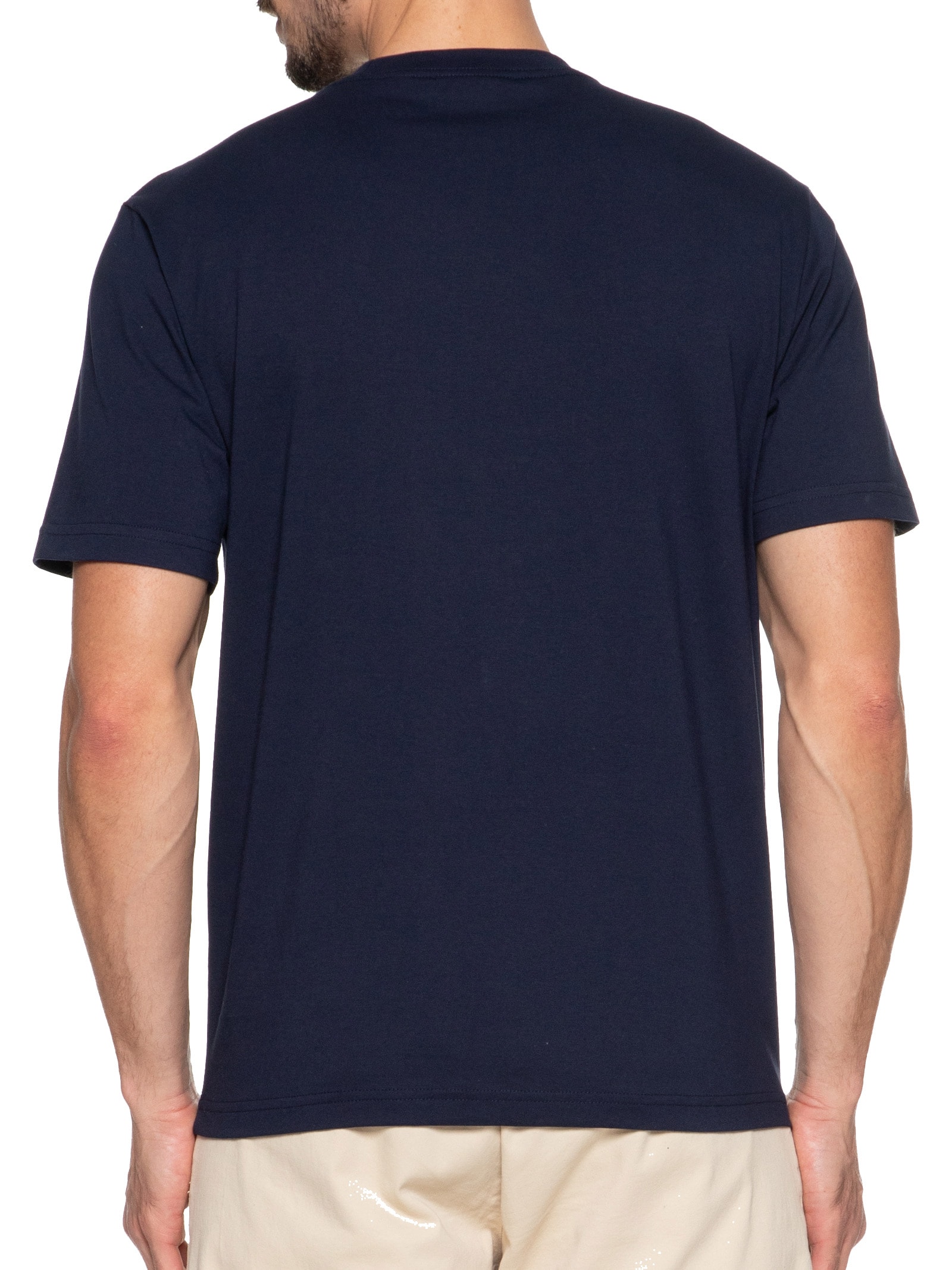 Camiseta Masculina Classic Fit Com Bolso No Peito Em Algodão Orgânico Azul  Lacoste