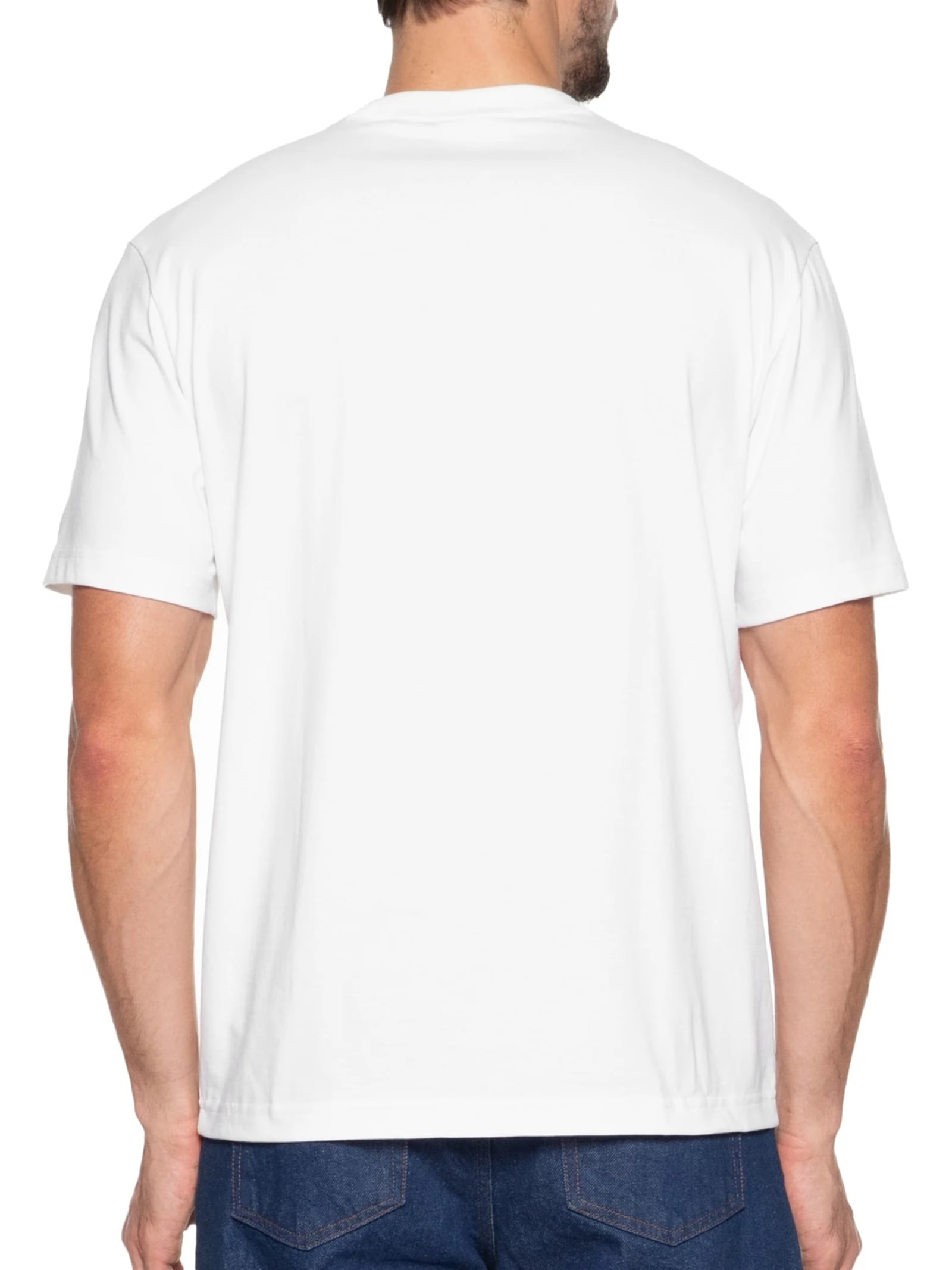 Camiseta Masculina Clássic Fit Com Bolso No Peito Em Algodão Orgânico Branco  Lacoste