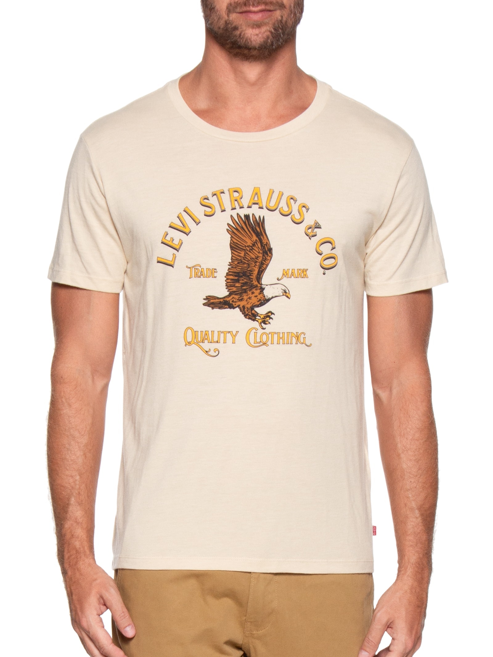 Camiseta Masculina Classic Fit em Algodão Bege Levi's