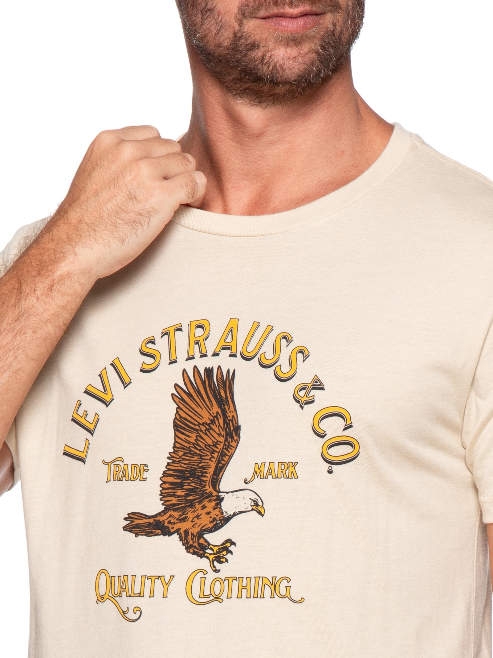 Camiseta Masculina Classic Fit em Algodão Bege Levi's