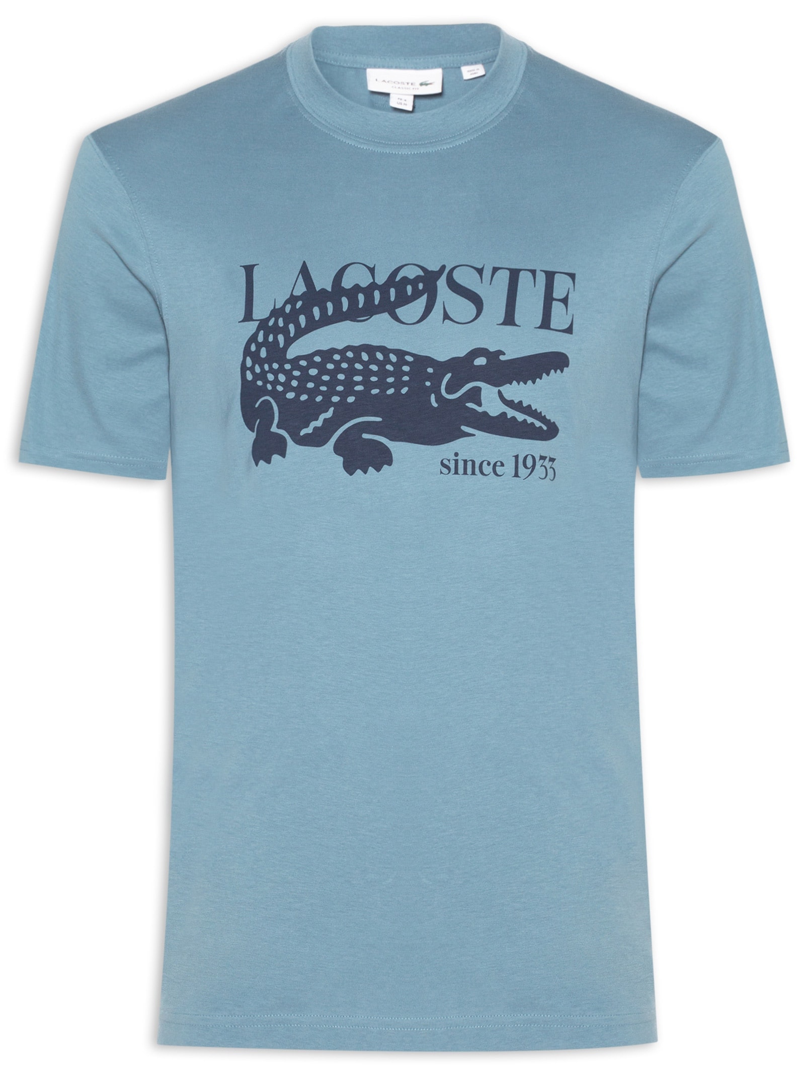 Camiseta Masculina Classic Fit Estampa Crocodilo Azul Lacoste
