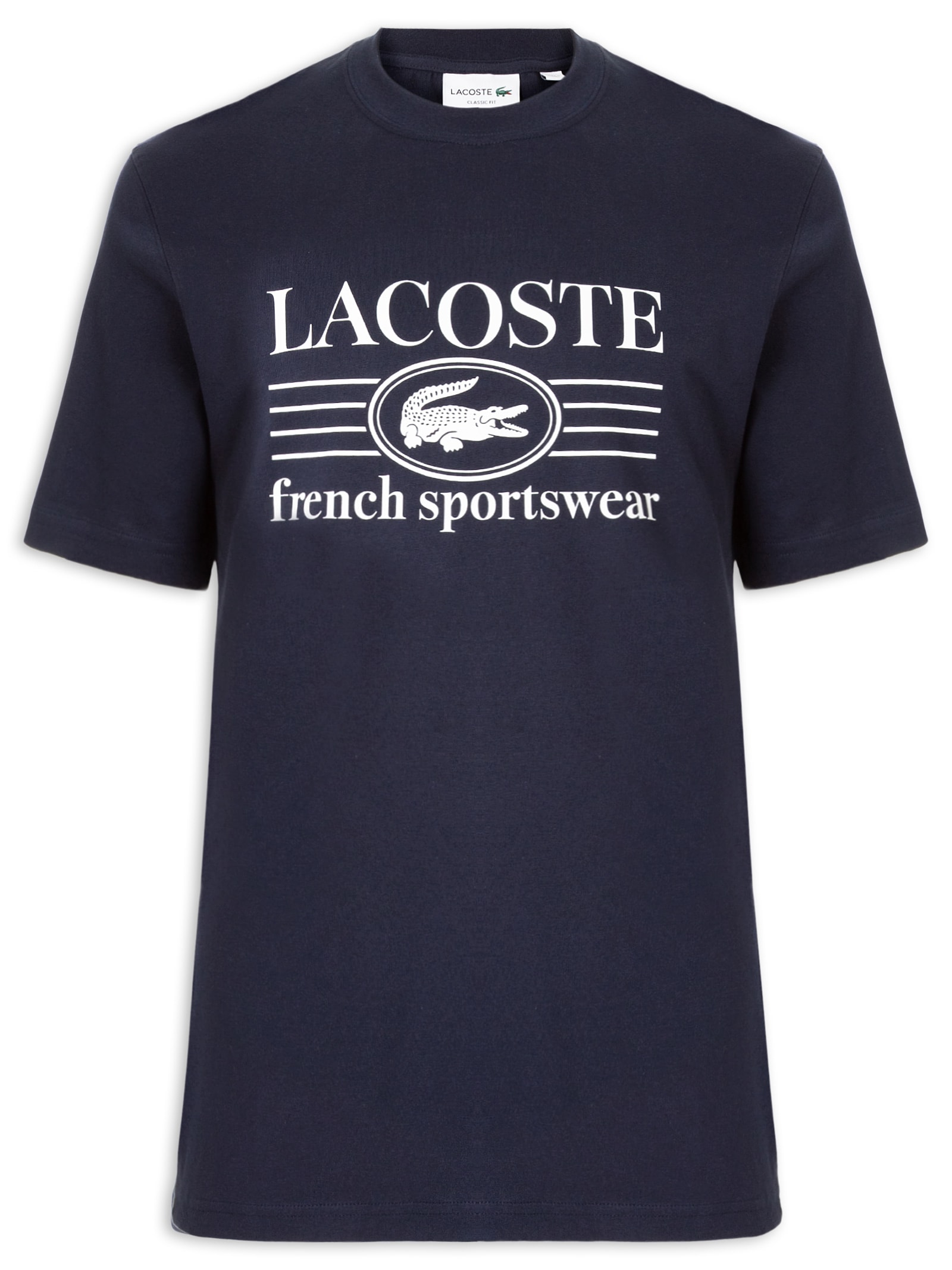 Camiseta Masculina Classic Fit Estampa Crocodilo Azul  Lacoste