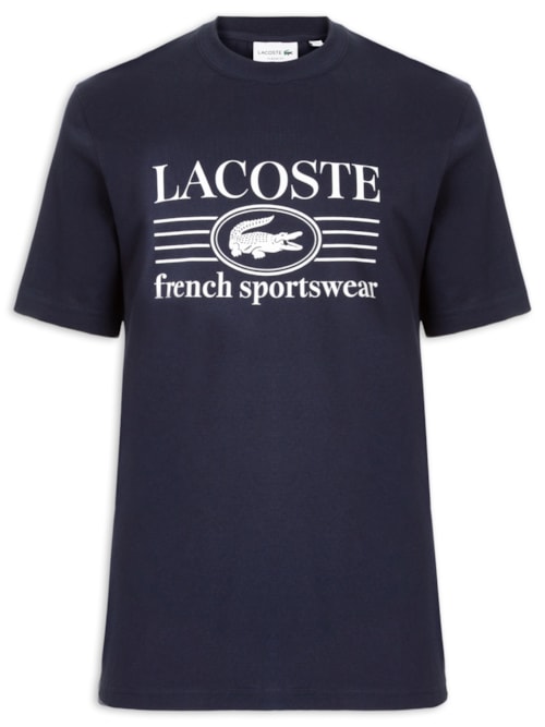 Camiseta Masculina Classic Fit Estampa Crocodilo – Azul