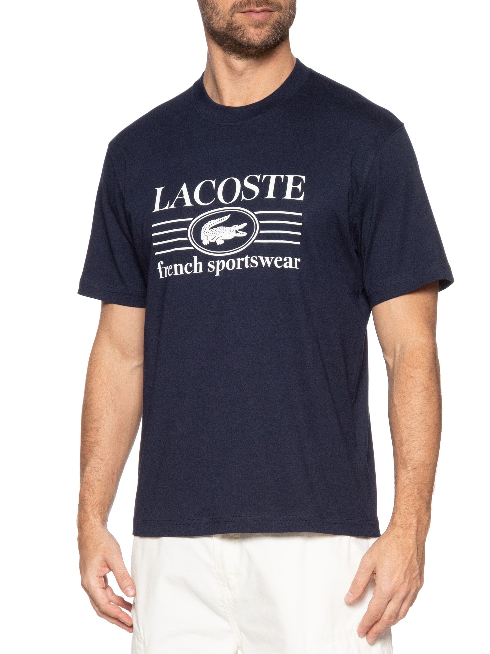 Camiseta Masculina Classic Fit Estampa Crocodilo Azul  Lacoste