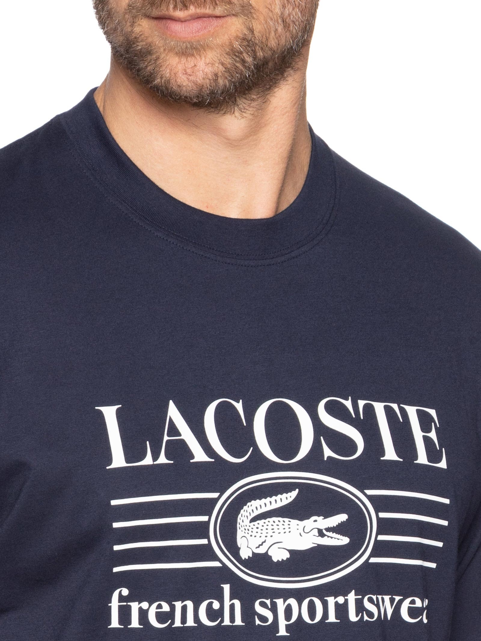 Camiseta Masculina Classic Fit Estampa Crocodilo Azul  Lacoste