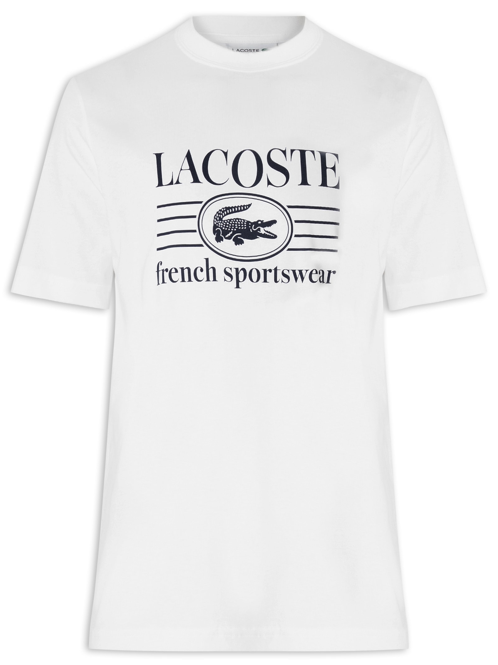Camiseta Masculina Classic Fit Estampa Crocodilo Branco Lacoste