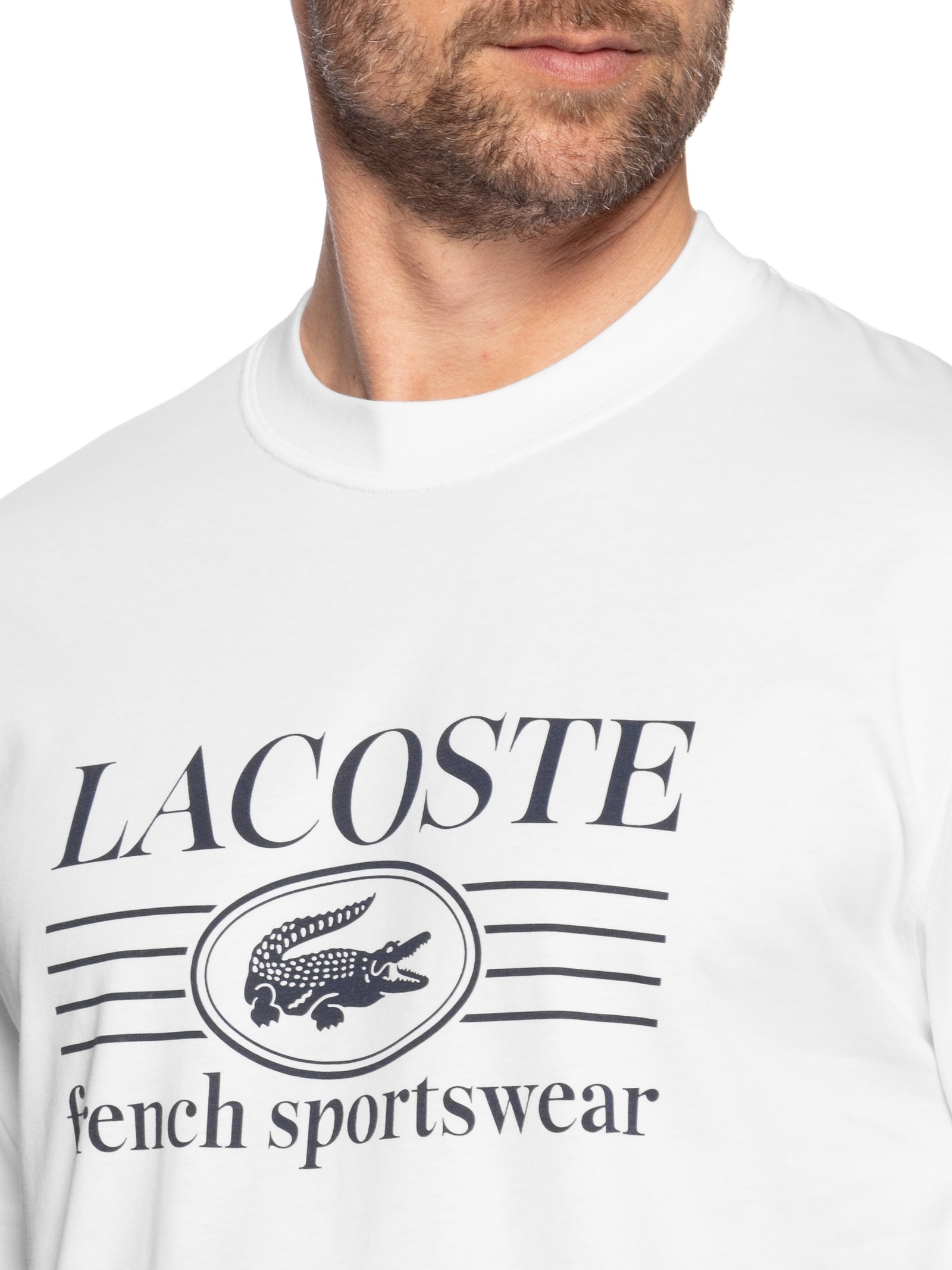 Camiseta Masculina Classic Fit Estampa Crocodilo Branco Lacoste