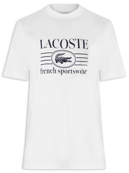 Camiseta Masculina Classic Fit Estampa Crocodilo – Branco