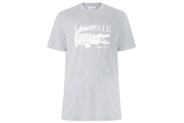 Camiseta Masculina Classic Fit Estampa Crocodilo - Cinza