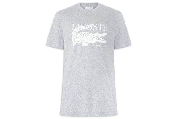 Camiseta Masculina Classic Fit Estampa Crocodilo - Cinza