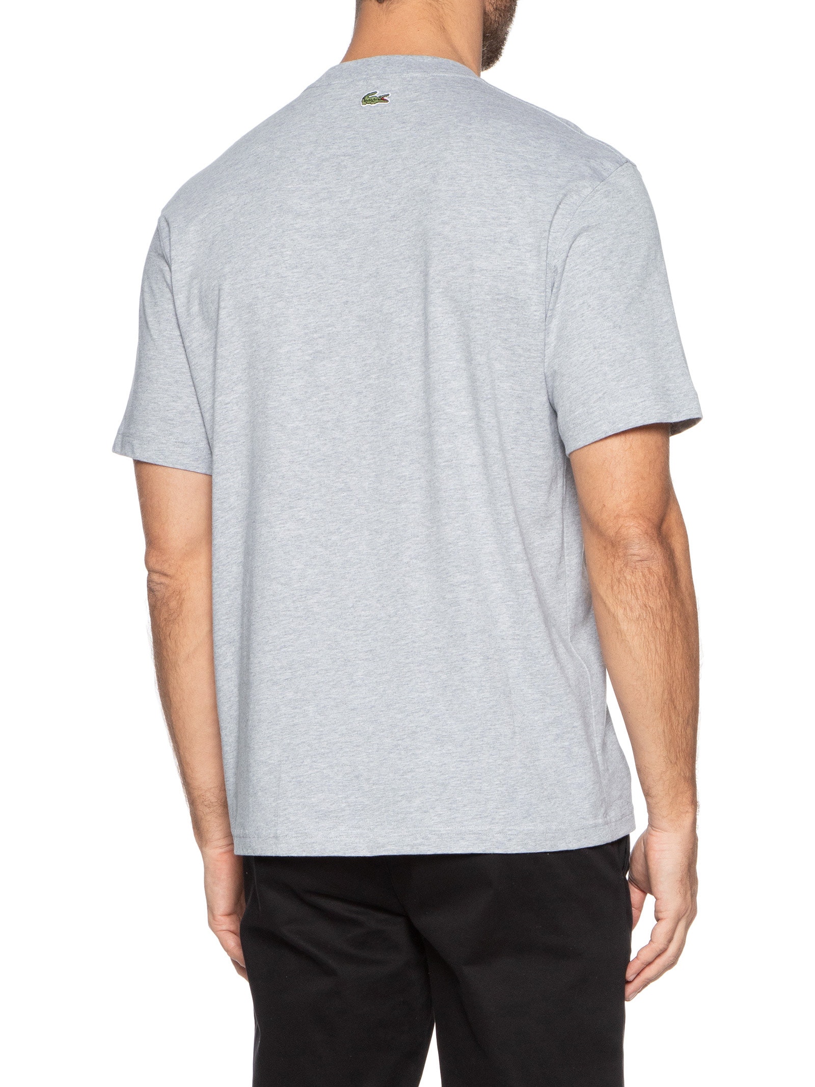 Camiseta Masculina Classic Fit Estampa Crocodilo Cinza Lacoste