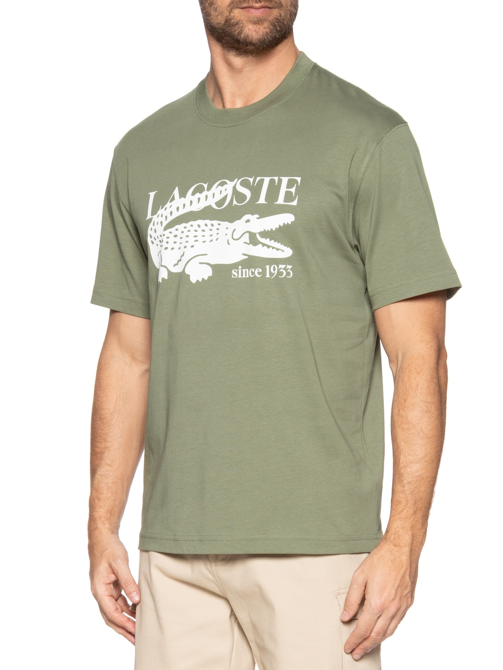 Camiseta Masculina Classic Fit Estampa Crocodilo Verde Lacoste