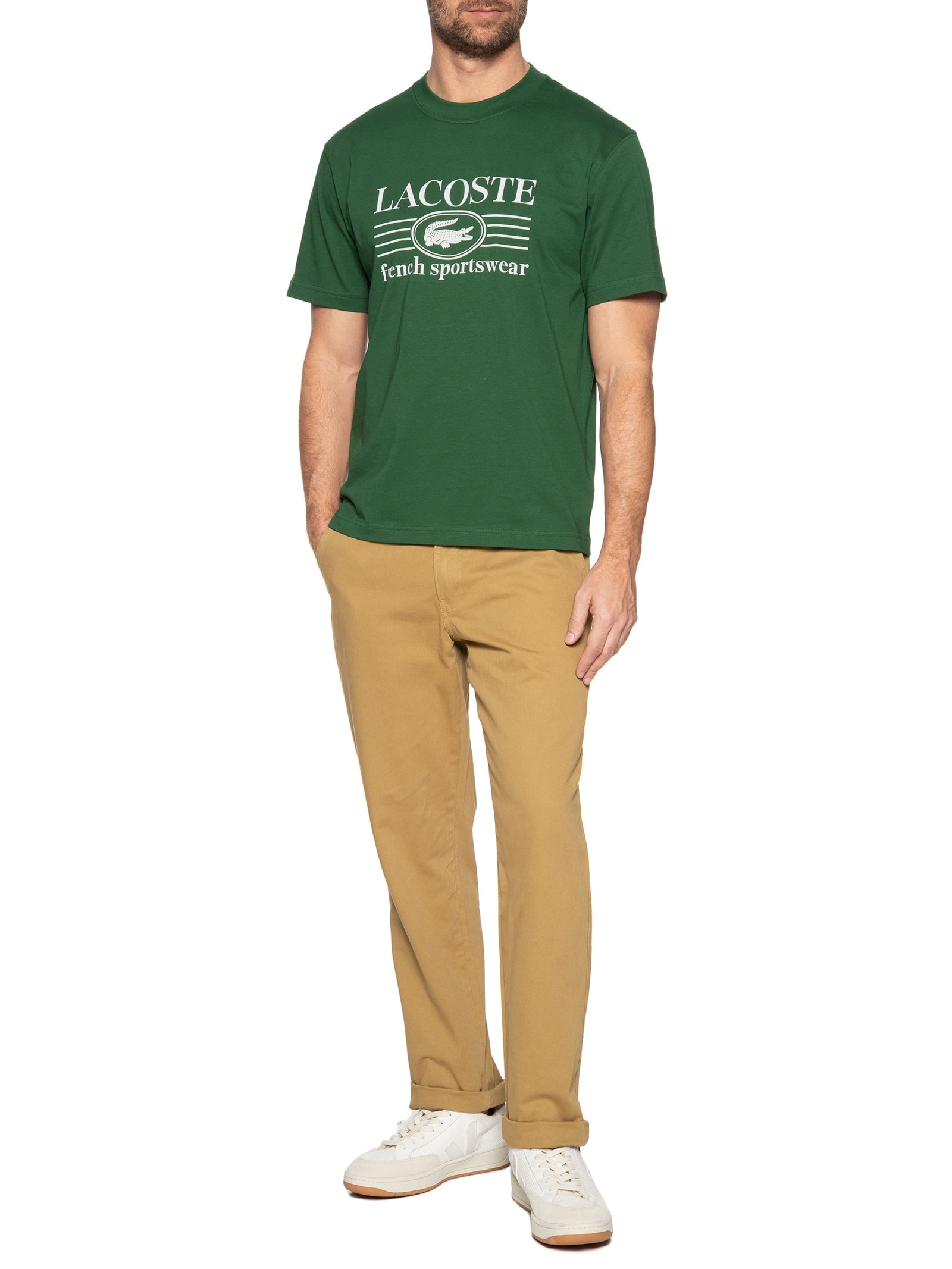 Camiseta Masculina Classic Fit Estampa Crocodilo Verde  Lacoste