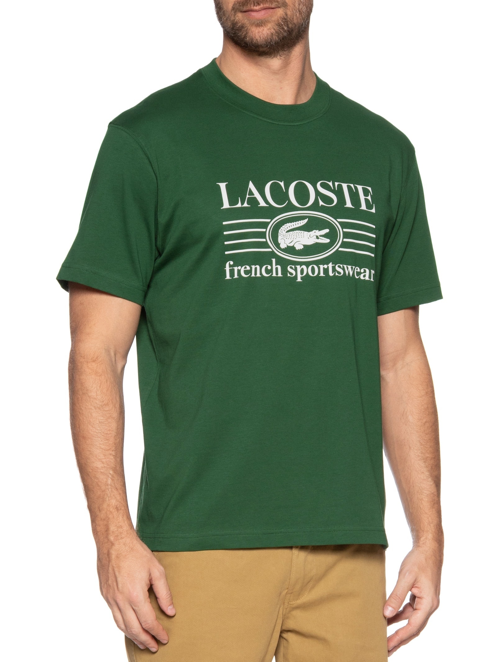 Camiseta Masculina Classic Fit Estampa Crocodilo Verde  Lacoste