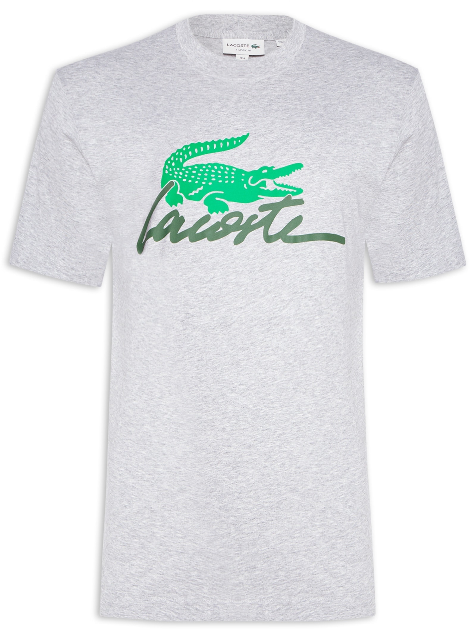 Camiseta Masculina Classic Fit Foundation Date Em Algodão Cinza Lacoste