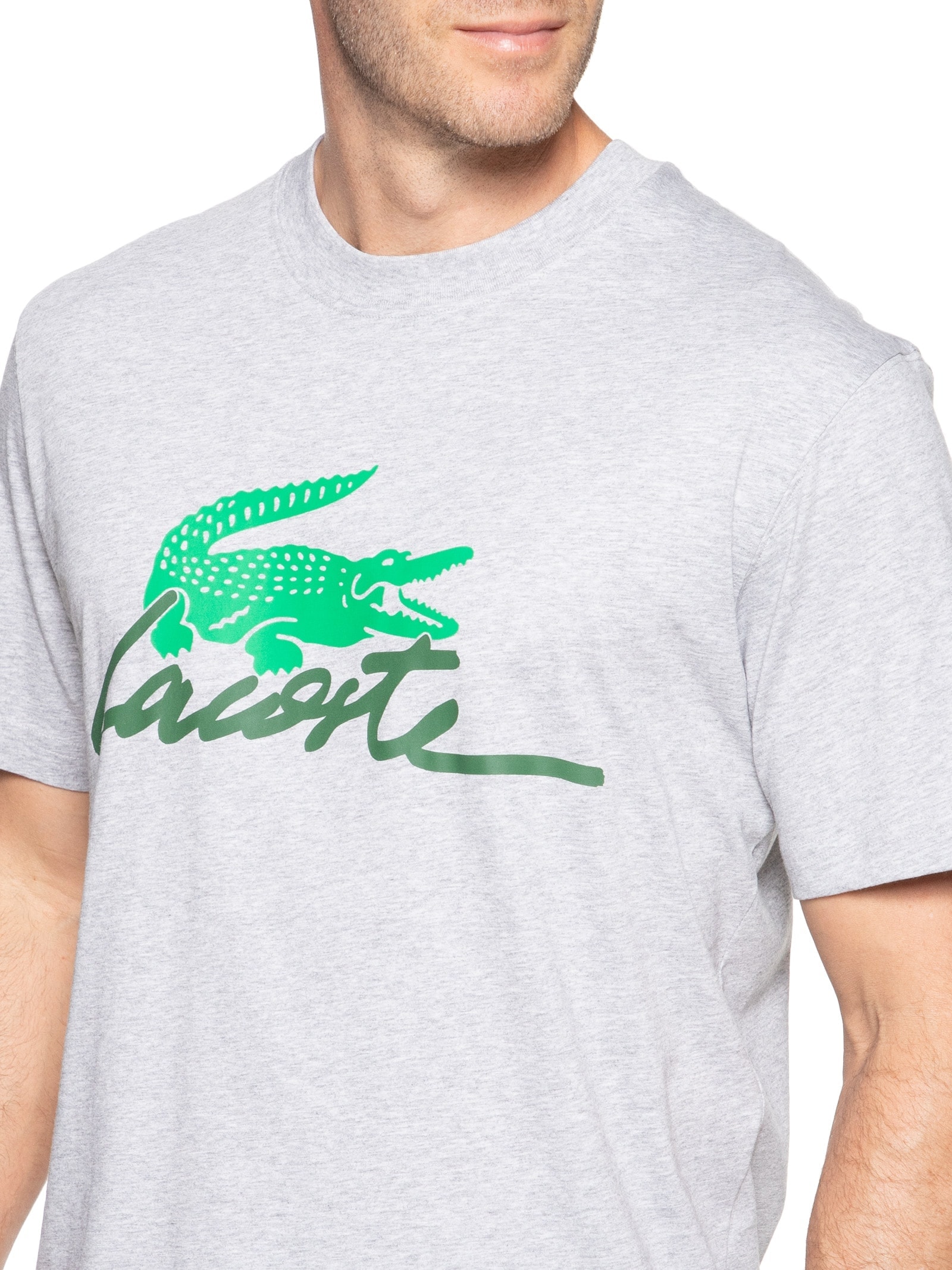 Camiseta Masculina Classic Fit Foundation Date Em Algodão Cinza Lacoste
